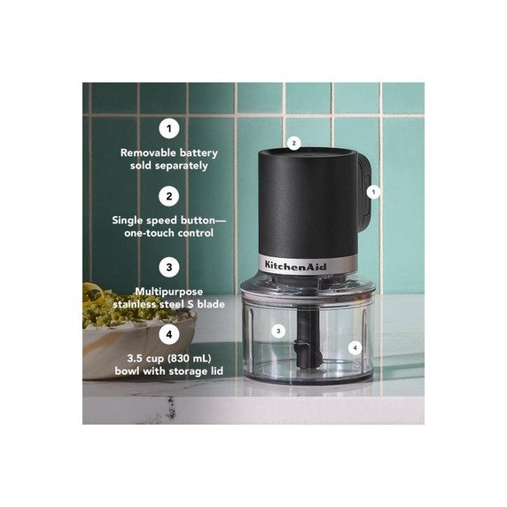 KitchenAid Go™ Cordless Top Down Chopper - battery sold separately KTCR350BM