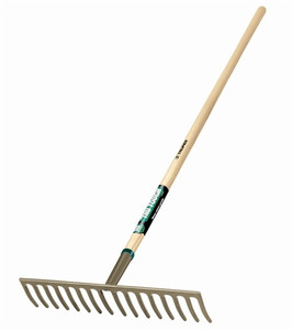 TR31383 Truper 16Tine Level Head Rake with 60” Wood Handle. Curved Tines. Sold in 3pks