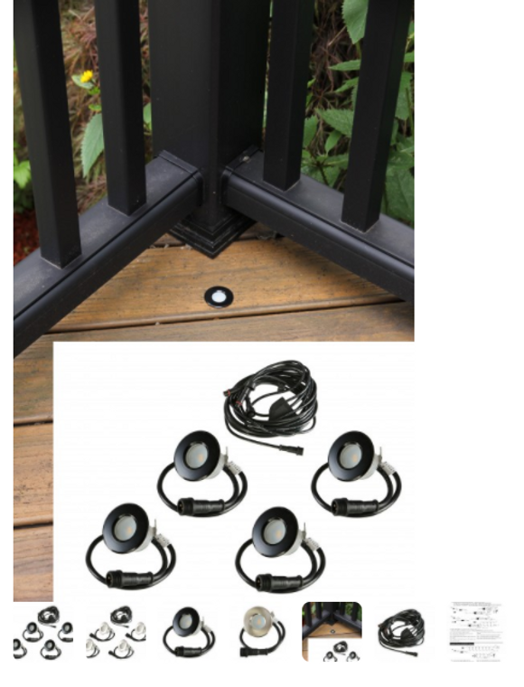 Led Outdoor Recessed Lights Kit - 4 Mini Deck/Patio Lights (Spring Fit) With Wire Harness Splitter- Small Round Metal Trim #EZKITRT4