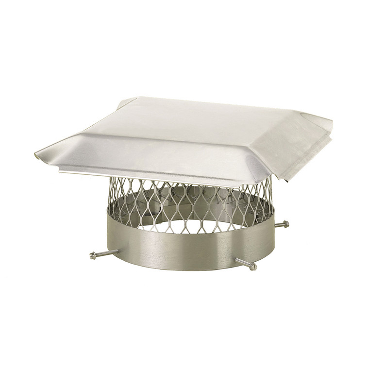 Draft King Single Flue Chimney Cap | Stainless Steel | Round Bolt-On | For Use in California and Oregon