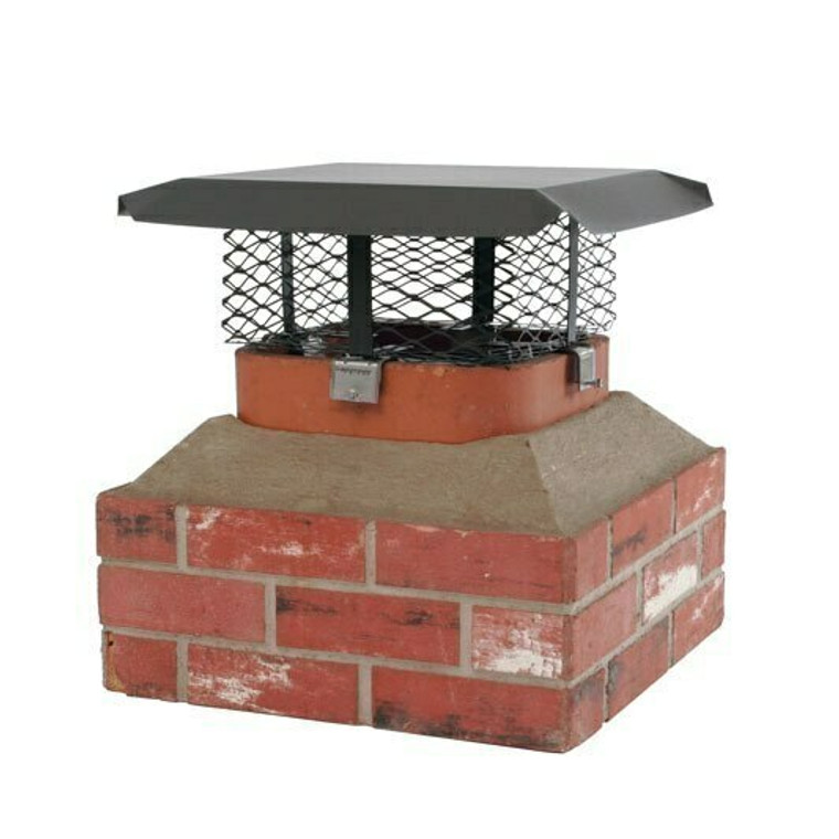 Shelter Adjustable Large Black Galvanized Steel Single Flue Chimney Cap – Clamp-on – for use in California & Oregon