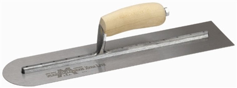 MTMXS20RE Marshalltown 20 X 4" Rounded End Finishing Trowel w/Curved Wood Handle