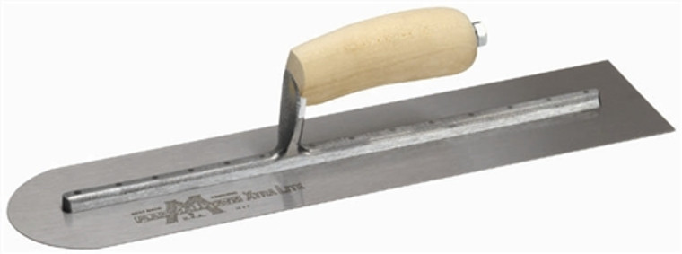 MTMXS205RE Marshalltown 20 X 5" Rounded End Finishing Trowel w/Curved Wood Handle