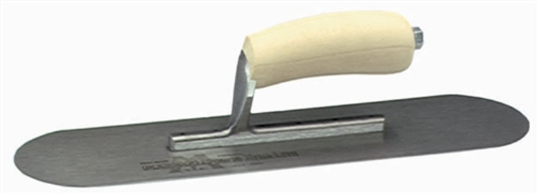 MTMSP10 Marshalltown 10 X 3" High Carbon Steel Pool Trowel w/Curved Wood Handle