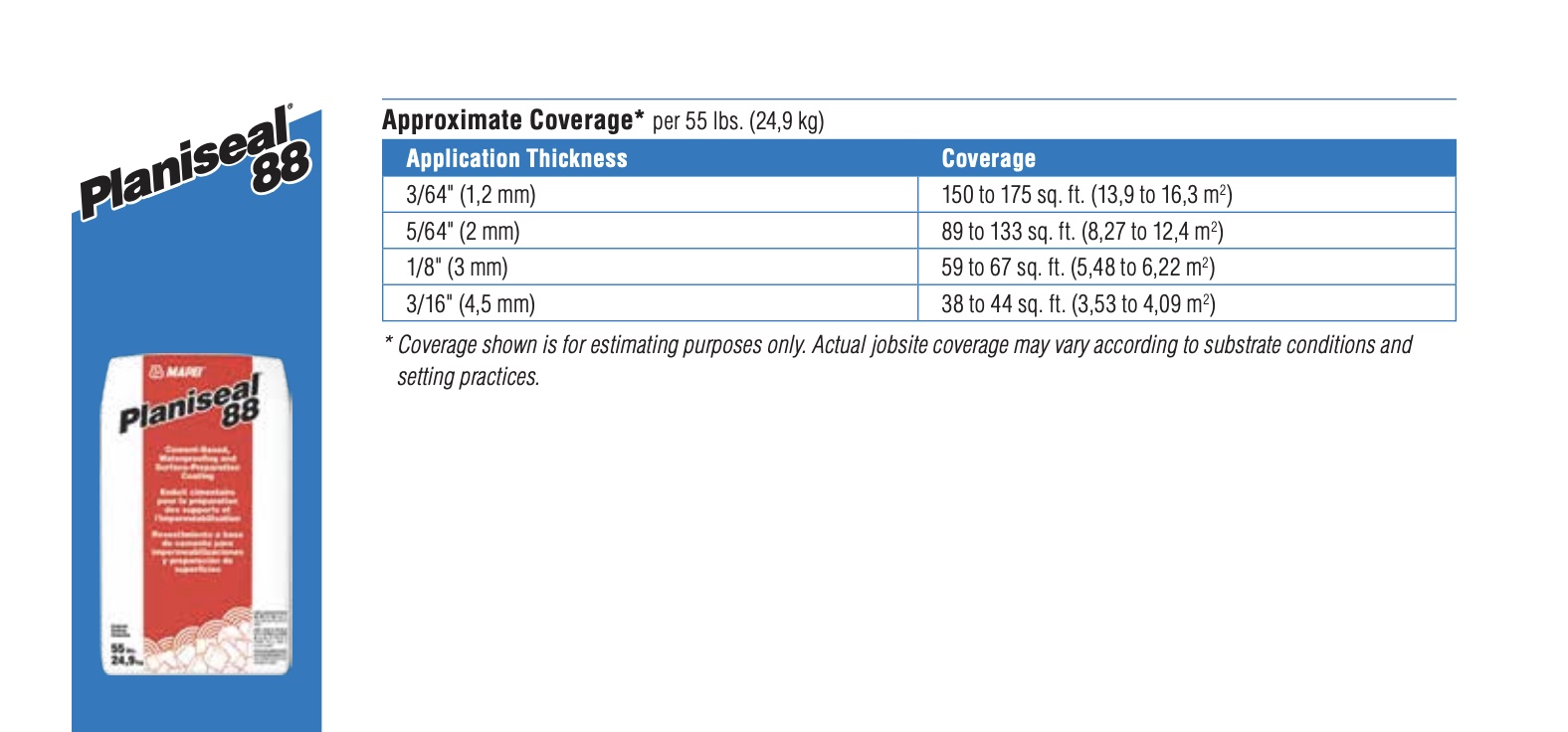 planiseal 88 coverage rate