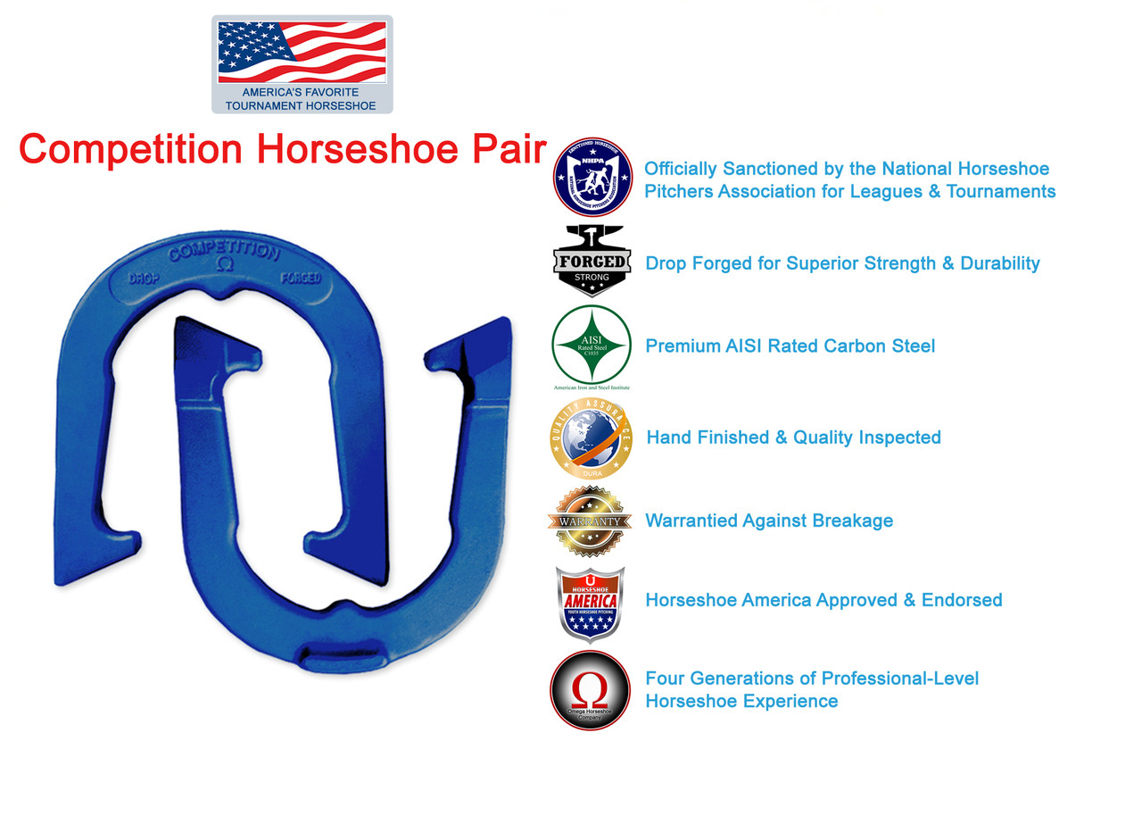 Trademark Innovations Pro Horseshoe Set - Powder Coated Steel (Red and Blue)