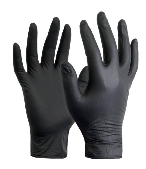 SkinShield Textured Powder-Free Nitrile Gloves, Black, 100/box