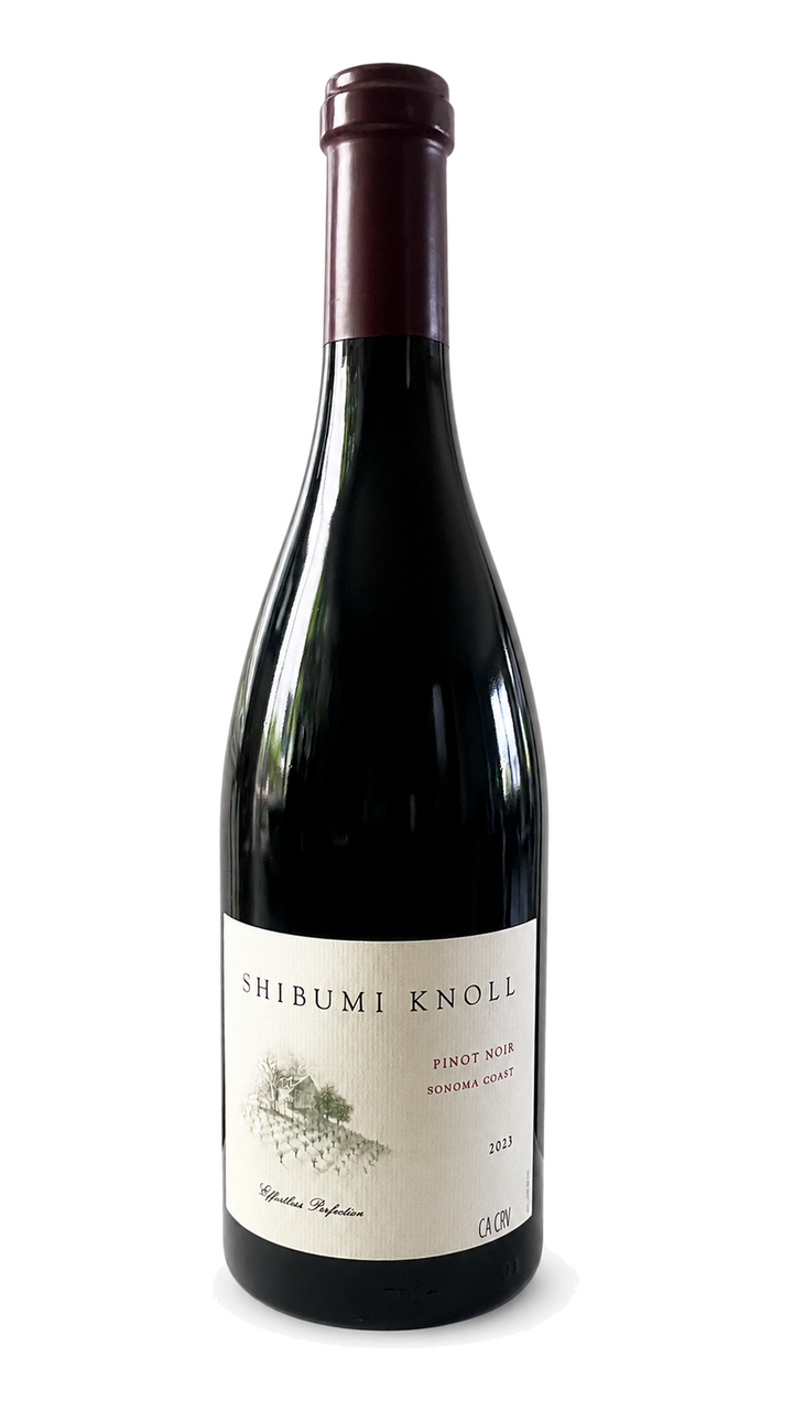 Complete bottle of 2023 Shibumi Knoll Pinot Noir, Sonoma Coast