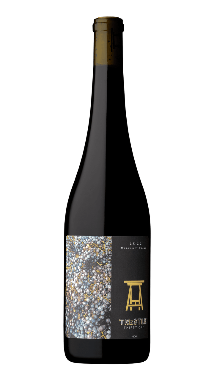 Complete bottle of 2022 Trestle 31 Cabernet Franc, Finger Lakes