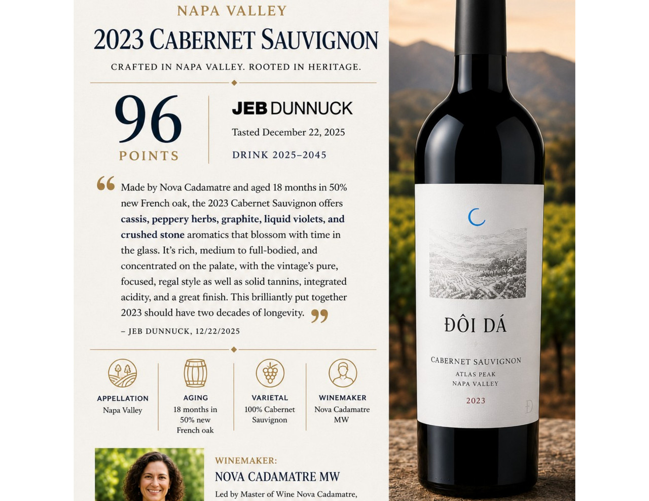 96 points Jeb Dunnuck on 2023 Đồi Đá Cabernet