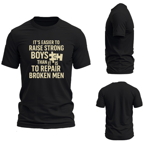 Raise Strong Boys Puzzle Piece T-Shirt – Motivational Empowerment Apparel for Mentors, Fathers & Educators