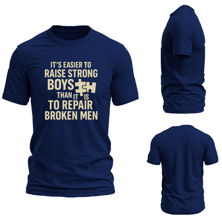 Raise Strong Boys Puzzle Piece T-Shirt – Motivational Empowerment Apparel for Mentors, Fathers & Educators