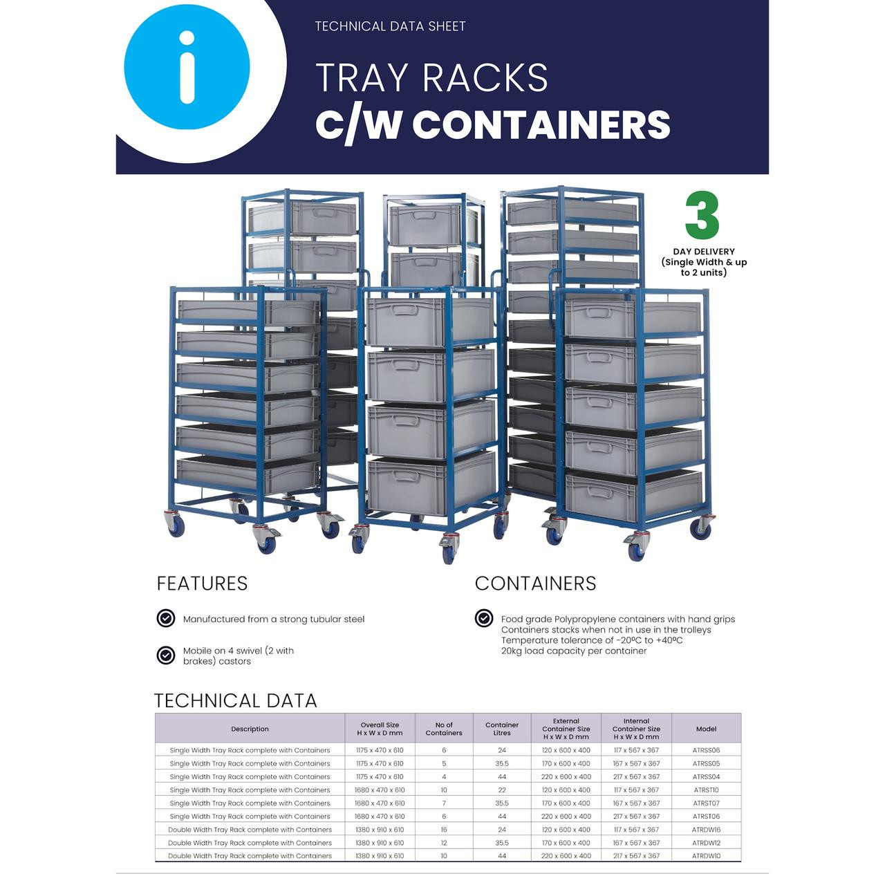 Tray Rack Trolleys With Containers | Roadware