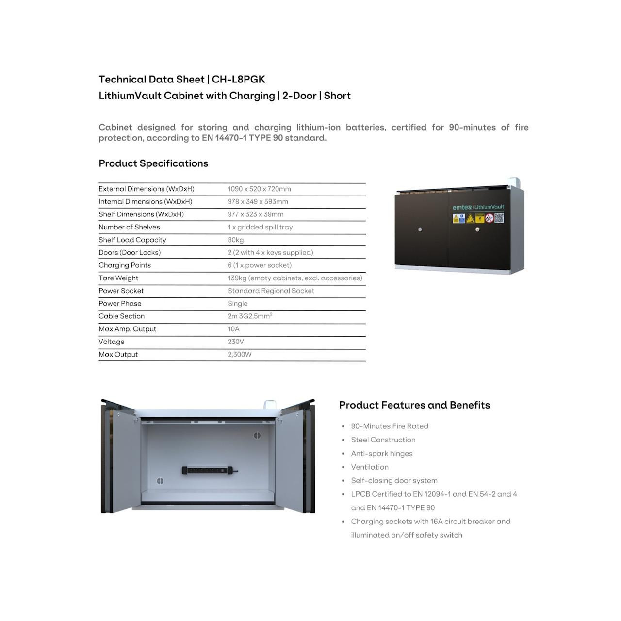 2 Door LithiumVault FirePro® Cabinet with Control Panel & Charging ...