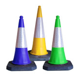 What do yellow, green and blue road traffic cones mean on UK roads?