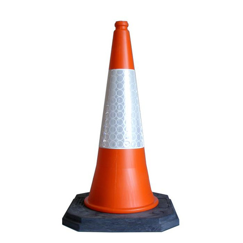 Melba Swintex Starlite 75cm Traffic Cones, orange with reflective strip on a black base.