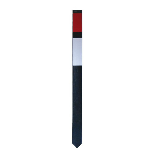 Melba Swintex Ecopost verge post, a black and white striped safety post with red top for roadway demarcation.