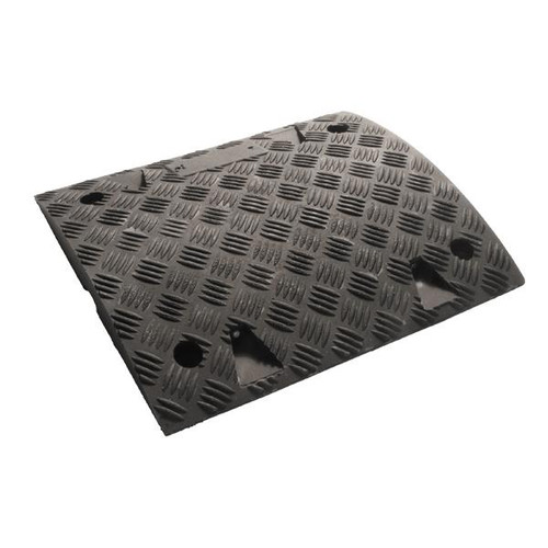 MELBA SPEED RAMP BLACK SECTION (50mm), black rubber speed ramp with textured surface for vehicle safety.