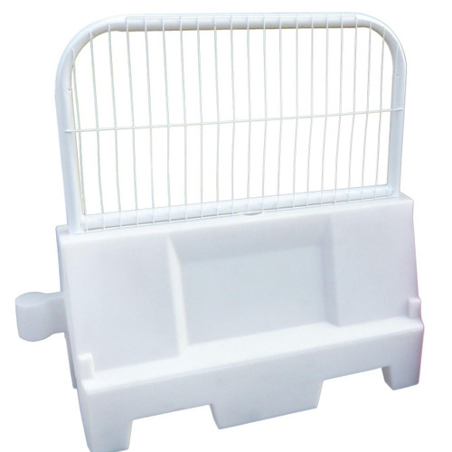 Oaklands Evo 1 Metre Barrier Mini Mesh Panel, white plastic barrier with metal mesh for safety and crowd control.