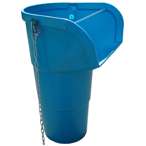 20" Rubbish Chute Side Hopper, blue waste disposal chute with chain, designed for efficient rubbish collection and disposal.