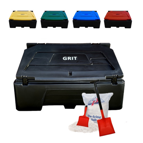 Recycled Black 400 Litre grit salt bin optional coloured lids Recycled Black 400 Litre grit salt bin optional coloured lids