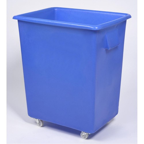 Excelsior 150 Litre Bar Bottle Bin - Food Grade Plastic, blue rectangular waste bin with wheels for easy mobility.