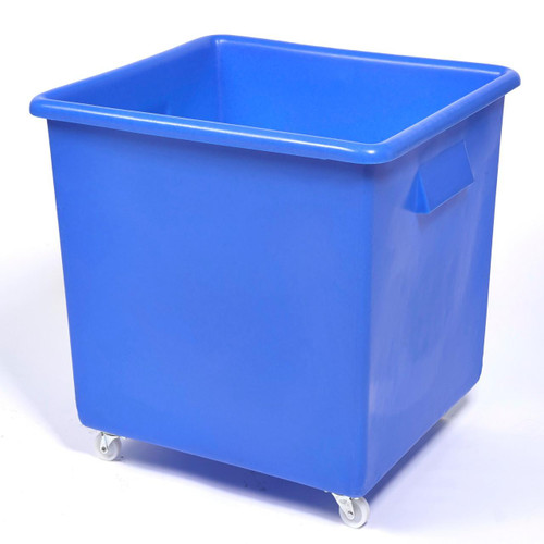 Excelsior 185 Litre Large Bar Bottle Bin - Food Grade Plastic, blue plastic waste bin on wheels with a rectangular shape and open top for easy waste disposal.