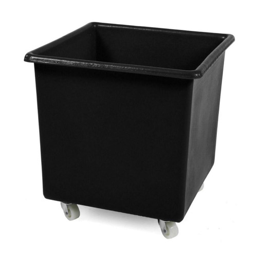 Excelsior 72 Litre Small Bar Bottle Bin - Recycled Plastic, black waste bin with four wheels for easy mobility.