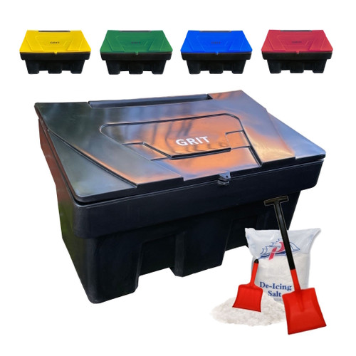 350 Litre recycled black grit salt storage bin optional coloured lids 350 Litre recycled black grit salt storage bin optional coloured lids