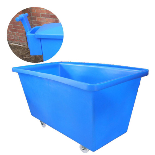 Excelsior 425 Litre Commercial Laundry Cart Coloured Plastic, large blue mobile laundry trolley with four wheels