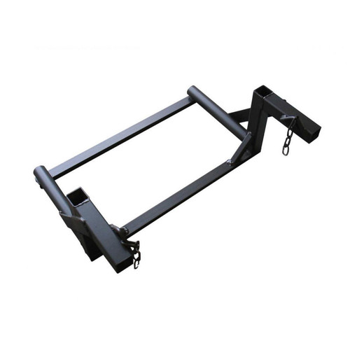Oaklands 20-inch Rubble Chute Scaffold Fixing Frame, black metal construction with hooks and chains for secure attachment.