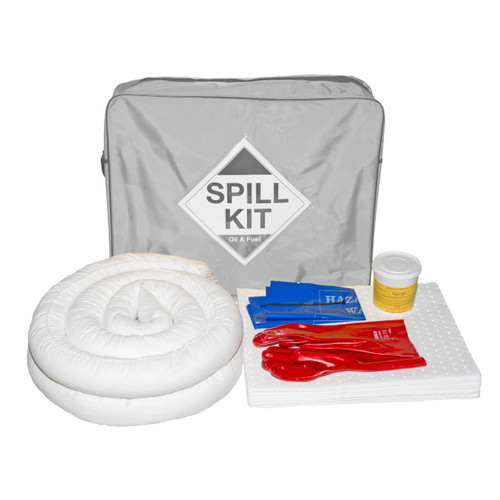 Fentex Refill For 50Ltr Oil & Fuel Spill Kit For Van In Shoulder Bag ORF50PC, spill kit refill with absorbent pads, booms, gloves, and cleaning materials for oil and fuel spills.