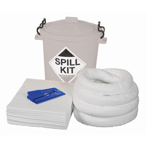 Fentex Refill For 65Ltr Oil & Fuel Spill Kit In Lidded Plastic Bin ORF6, spill kit refill with absorbent pads, booms, and other spill containment accessories for oil and fuel spills.