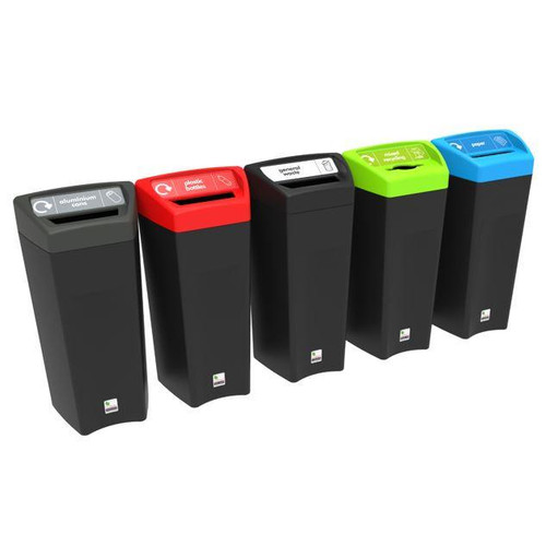 Leafield 43 Litre Enviropod Single Waste Stream Recycling Bin, color-coded waste disposal bins for recycling and waste management.