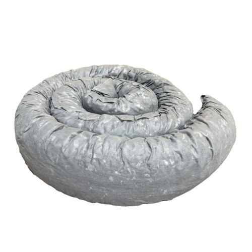 FyterTech 2 Pack 13cm x 3m General Use Absorbent Land Booms, coiled gray absorbent land booms for spill containment and environmental safety.