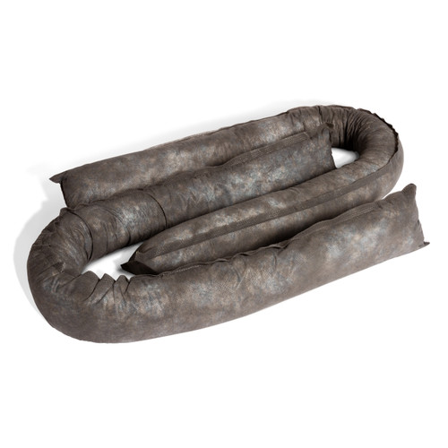 FyterTech 8 pack of 90L 7.5cm x 3m General Use Absorbent Socks, grey absorbent socks for industrial spill control and leak management.