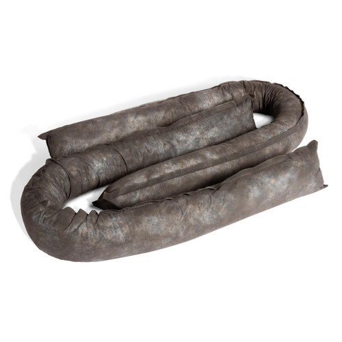 FyterTech 90L 75mm x 3m Spun Bond General Use Absorbent Socks - 8 Pack, a set of flexible, gray-colored absorbent socks designed for spill control and containment.