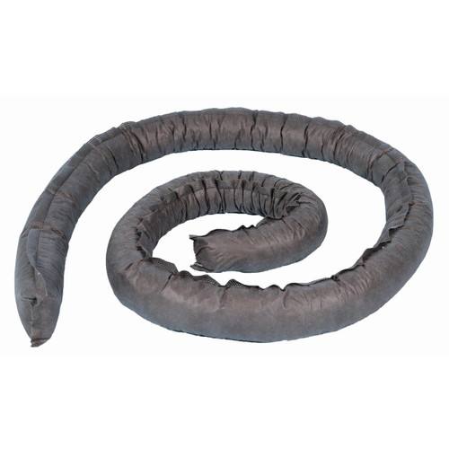 Fentex 16 140L 8cm x 3m General Use Absorbent Socks, spiral-shaped grey absorbent socks for leak containment and spill control.