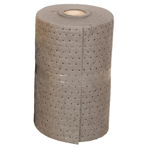 Fentex 48cm x 40m 56L General Use Absorbent Roll, roll of large industrial absorbent paper with perforations for easy tearing, suitable for cleaning up spills and leaks.