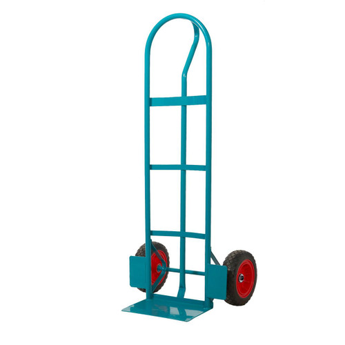 GPC 250kg Load Apollo Heavy Duty 'P' Handle Sack Truck GI705R, blue heavy-duty sack truck with a sturdy 'P' handle and large red wheels for transporting heavy loads efficiently.