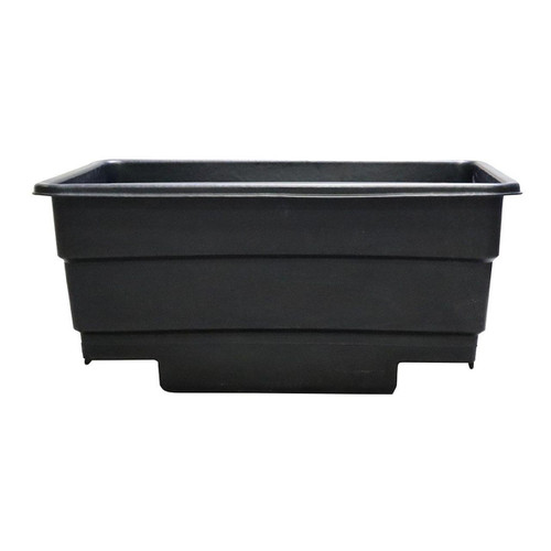 Excelsior 300 Litre Forklift Mortar Tub Black Recycled, a large black plastic rectangular container designed for construction mortar, suitable for forklift handling and made from recycled materials.