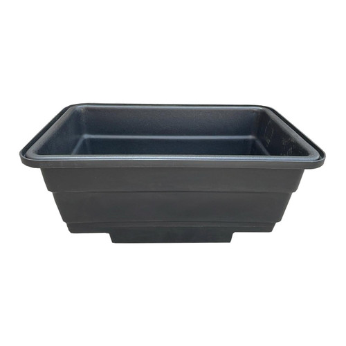 Excelsior 300 Litre Forklift Mortar Tub Mixed Recycled, black plastic mortar tub with a rectangular shape for mixing and carrying mortar.