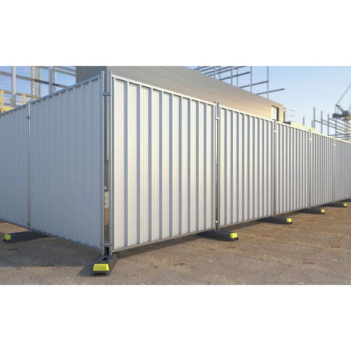 ZND 2.14  metre wide, 2 / 2.4 metre tall, anti-climb solid hoarding fence panel in a weatherproof galvanised metal finish