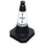 Melba Swintex 50cm Black Funeral Road Cone, black and white traffic cone with funeral cross symbol and 'FUNERAL' text.