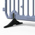 Melba Swintex 2 Metre Boss Plastic Crowd Control Barrier, close-up of the barrier's black rubber leg and a section of the grey plastic barrier panel with vertical slats.