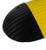 INTERLOCKING SPEED RAMP 70mm BLK END CAP, close-up of the black rubber end cap with yellow reflective strip for safety and interlocking design for speed ramps.