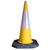 Melba Swintex Yellow 75cm Mastercone Road Cone, high-visibility traffic safety cone with reflective band on a black base.