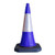Blue 1m Mastercone traffic cones, durable blue traffic cone with reflective band and black base used for road safety and traffic management.