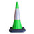 Melba Swintex Green 1m Mastercone Road Cone, a bright green traffic cone with reflective strip and black base.
