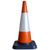 Melba Swintex MPL 50cm Traffic Cone, orange plastic traffic cone with reflective band, mounted on black rubber base.